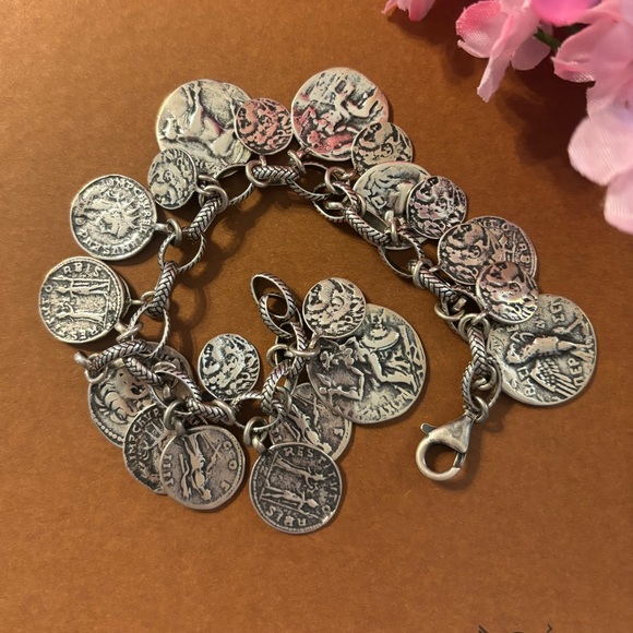 Silpada Iconic Roman Coin Cha-Cha Charm Sterling Silver Bracelet B1624 - Picture 6 of 17